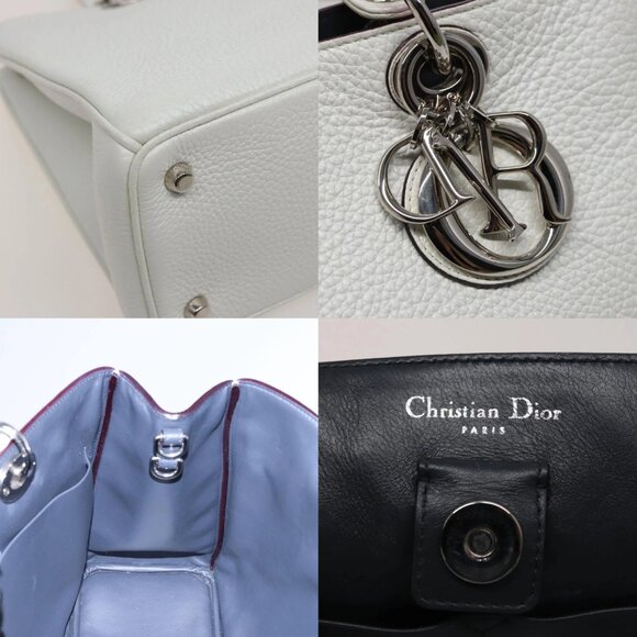 Christian Dior Diorissimo Hand Bag Leather 2way White Auth am6412AV - Picture 15 of 15